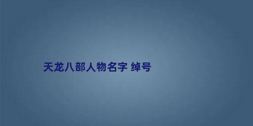 天龙八部人物名字 绰号